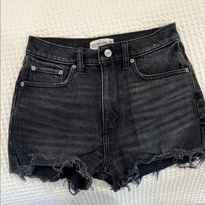 Abercrombie & Fitch Black Jean Shorts with High-Waisted Design